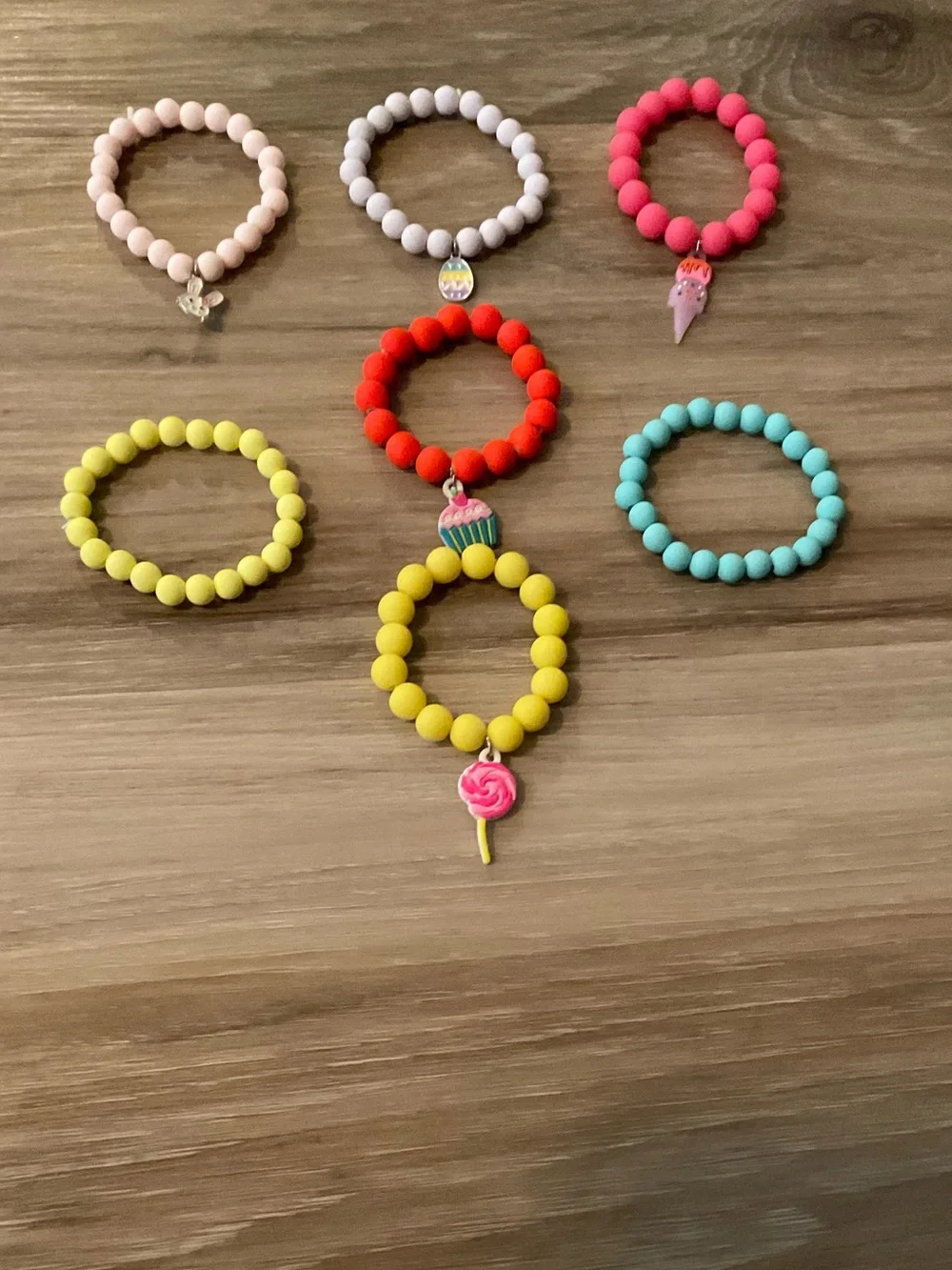 Claire’s Colorful Beaded Stretch Bracelet Set - Pink, Yellow, Teal, Lavender